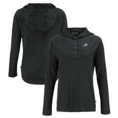 Philadelphia Eagles Cutter & Buck Women's Coastline Epic Comfort Eco Recycled Long Sleeve Hoodie T-Shirt Black - NFL