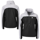 Pittsburgh Steelers Cutter & Buck Women's Charter Eco Recycled Half-Zip Hoodie Anorak Jacket Black/Gray - NFL