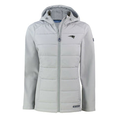 New England Patriots Cutter & Buck Women's Evoke Hybrid Eco Softshell Recycled Full-Zip Hoodie Jacket Gray - NFL