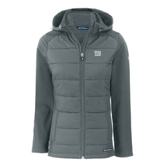 New York Giants Cutter & Buck Women's Evoke Hybrid Eco Softshell Recycled Full-Zip Hoodie Jacket Gray - NFL