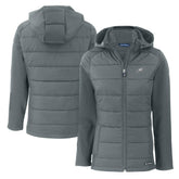 Philadelphia Eagles Cutter & Buck Women's Evoke Hybrid Eco Softshell Recycled Full-Zip Hoodie Jacket Dark Gray - NFL