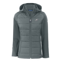 Philadelphia Eagles Cutter & Buck Women's Evoke Hybrid Eco Softshell Recycled Full-Zip Hoodie Jacket Dark Gray - NFL
