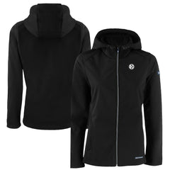 Pittsburgh Steelers Cutter & Buck Women's Evoke Eco Softshell Recycled Full-Zip Hoodie Jacket Black - NFL