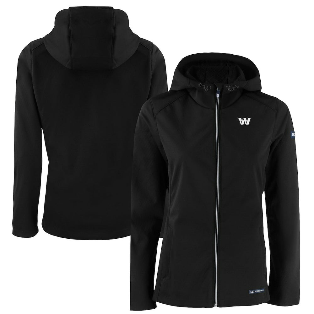 Washington Commanders Cutter & Buck Women's Evoke Eco Softshell Recycled Full-Zip Hoodie Jacket Black - NFL
