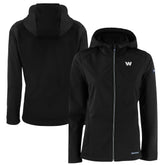 Washington Commanders Cutter & Buck Women's Evoke Eco Softshell Recycled Full-Zip Hoodie Jacket Black - NFL