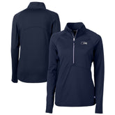 Seattle Seahawks Cutter & Buck Women's Adapt Eco Knit Stretch Recycled Raglan Half-Zip Top College Navy - NFL