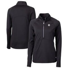 Pittsburgh Steelers Cutter & Buck Women's Adapt Eco Knit Stretch Recycled Raglan Half-Zip Top Black - NFL