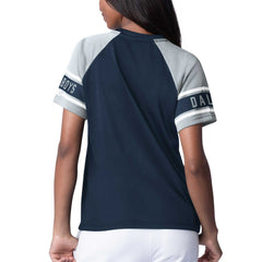 Dallas Cowboys Starter Women's 1st Rounder Color Block Raglan Top Navy - NFL