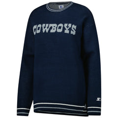 Dallas Cowboys Starter Women's Oversized On the Ball Intarsia Knit Pullover Sweater Navy - NFL