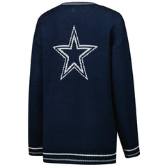 Dallas Cowboys Starter Women's Oversized On the Ball Intarsia Knit Pullover Sweater Navy - NFL