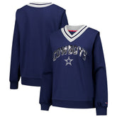Dallas Cowboys Tommy Hilfiger Women's Alice V-Neck Pullover Sweatshirt Navy - NFL