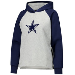 Dallas Cowboys DKNY Sport Women's Joy Cropped Raglan Pullover Hoodie - Gray/Navy - NFL