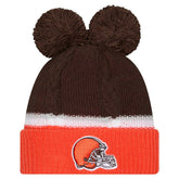 Cleveland Browns New Era Women's Double Bubble Cuffed Knit Hat with Poms Brown - NFL