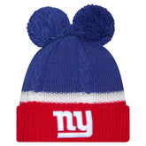 New York Giants New Era Women's Double Bubble Cuffed Knit Hat with Poms Royal - NFL