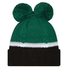 New York Jets New Era Women's Double Bubble Cuffed Knit Hat with Poms Green - NFL