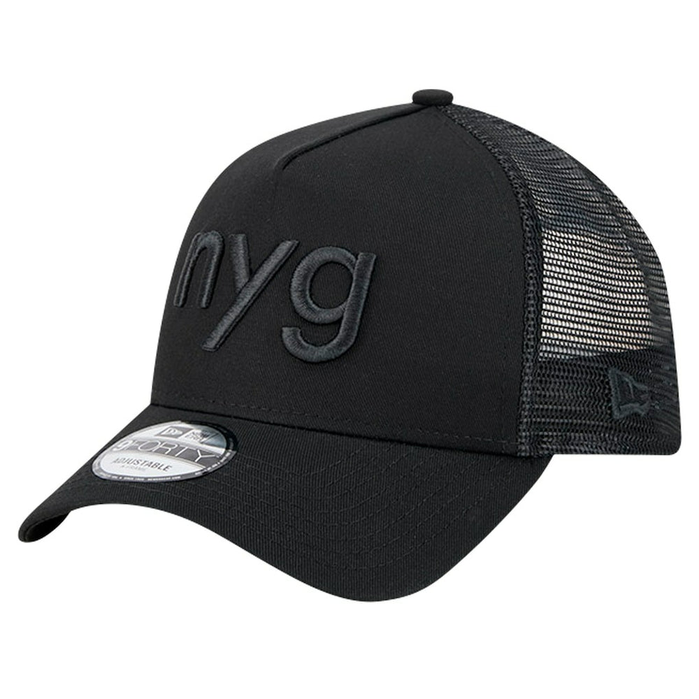 New York Giants New Era Domain 9FORTY A-Frame Trucker Adjustable Hat Black - NFL