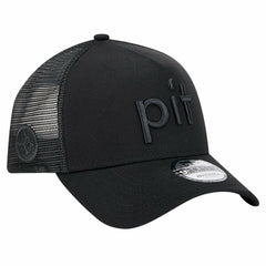 Pittsburgh Steelers New Era Domain 9FORTY A-Frame Trucker Adjustable Hat Black - NFL