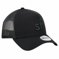 San Francisco 49ers New Era Domain 9FORTY A-Frame Trucker Adjustable Hat Black - NFL