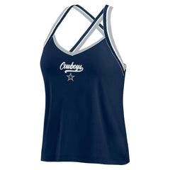 Dallas Cowboys WEAR by Erin Andrews Women's Cross Strap Tri-Blend Tank Top Navy - NFL