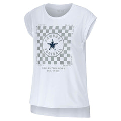 Dallas Cowboys WEAR by Erin Andrews Women's Checker Muscle Tank Top White - NFL