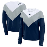 Dallas Cowboys WEAR by Erin Andrews Women's Plus Size Chevron Tri-Blend Long Sleeve T-Shirt Navy - NFL