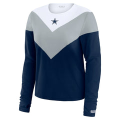 Dallas Cowboys WEAR by Erin Andrews Women's Plus Size Chevron Tri-Blend Long Sleeve T-Shirt Navy - NFL