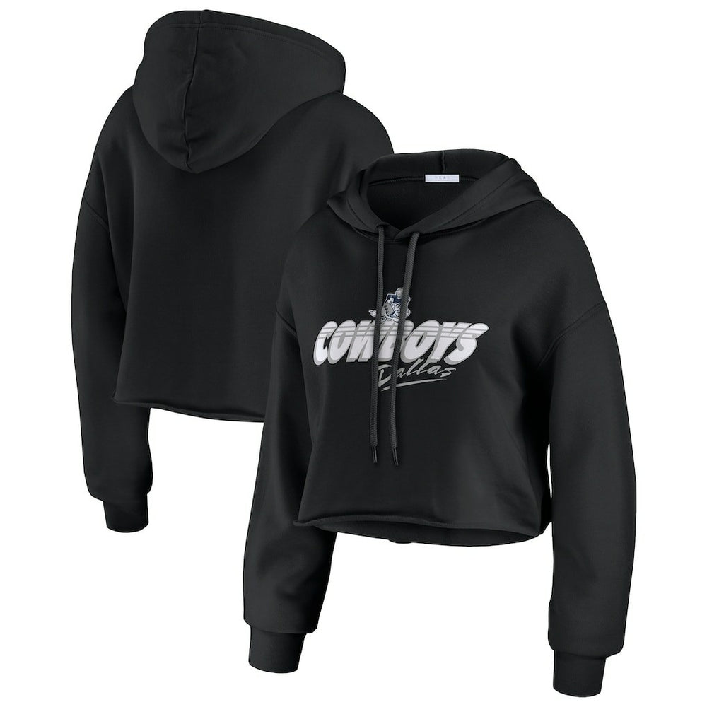 Dallas Cowboys WEAR by Erin Andrews Women's Prime Cropped Pullover Hoodie Black - NFL