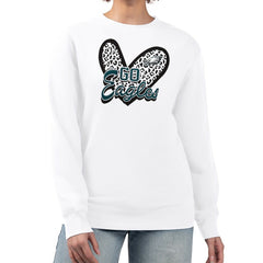 Philadelphia Eagles G-III 4Her by Carl Banks Women's Leopard Heart Pullover Sweatshirt White - NFL