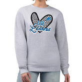 Detroit Lions G-III 4Her by Carl Banks Women's Leopard Heart Pullover Sweatshirt Heather Gray - NFL