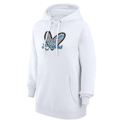 Detroit Lions G-III 4Her by Carl Banks Women's Animal Print Heart Team Graphic Fleece Tri-Blend Pullover Hoodie White - NFL