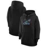 Detroit Lions G-III 4Her by Carl Banks Women's Animal Print Heart Team Graphic Fleece Tri-Blend Pullover Hoodie Black - NFL