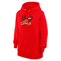 Kansas City Chiefs G-III 4Her by Carl Banks Women's Animal Print Heart Team Graphic Fleece Tri-Blend Pullover Hoodie Red - NFL