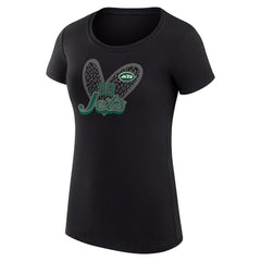 New York Jets G-III 4Her by Carl Banks Women's Super-Slim Fit Lightweight Animal Print Heart T-Shirt Black - NFL