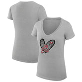 Tampa Bay Buccaneers G-III 4Her by Carl Banks Women's Super-Slim Fit Lightweight Leopard Heart V-Neck T-Shirt Heather Gray - NFL