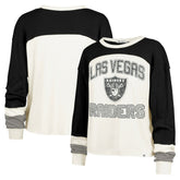 Las Vegas Raiders '47 Women's Double Header Curve Raglan Long Sleeve Crop Top Cream - 47 brand