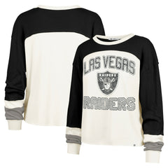 Las Vegas Raiders '47 Women's Double Header Curve Raglan Long Sleeve Crop Top Cream - 47 brand