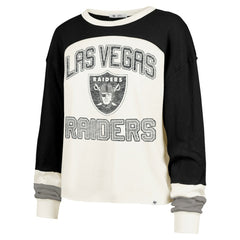 Las Vegas Raiders '47 Women's Double Header Curve Raglan Long Sleeve Crop Top Cream - 47 brand