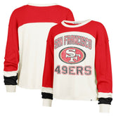 San Francisco 49ers '47 Women's Double Header Curve Raglan Long Sleeve Crop Top Cream - 47 brand