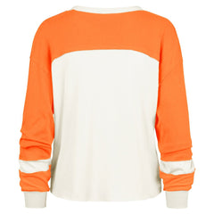 Miami Dolphins '47 Women's Double Header Curve Raglan Long Sleeve Crop Top Cream - 47 brand