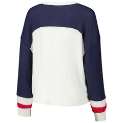 Houston Texans '47 Women's Double Header Curve Raglan Long Sleeve Crop Top Cream - 47 brand