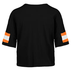 Cincinnati Bengals '47 Women's Double Header Scout Cropped V-Neck T-Shirt Black - 47 brand