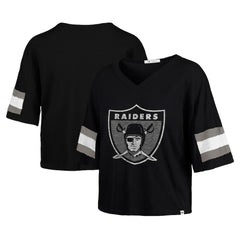 Las Vegas Raiders '47 Women's Double Header Scout Cropped V-Neck T-Shirt Black - 47 brand