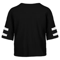 New York Jets '47 Women's Double Header Scout Cropped V-Neck T-Shirt Black - 47 brand