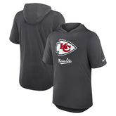 Kansas City Chiefs Tri-Blend Performance Hoodie T-Shirt Anthracite - Nike