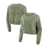 Seattle Seahawks Women's Studio Tri-Blend Cropped Pullover Sweatshirt Olive - Fanatics