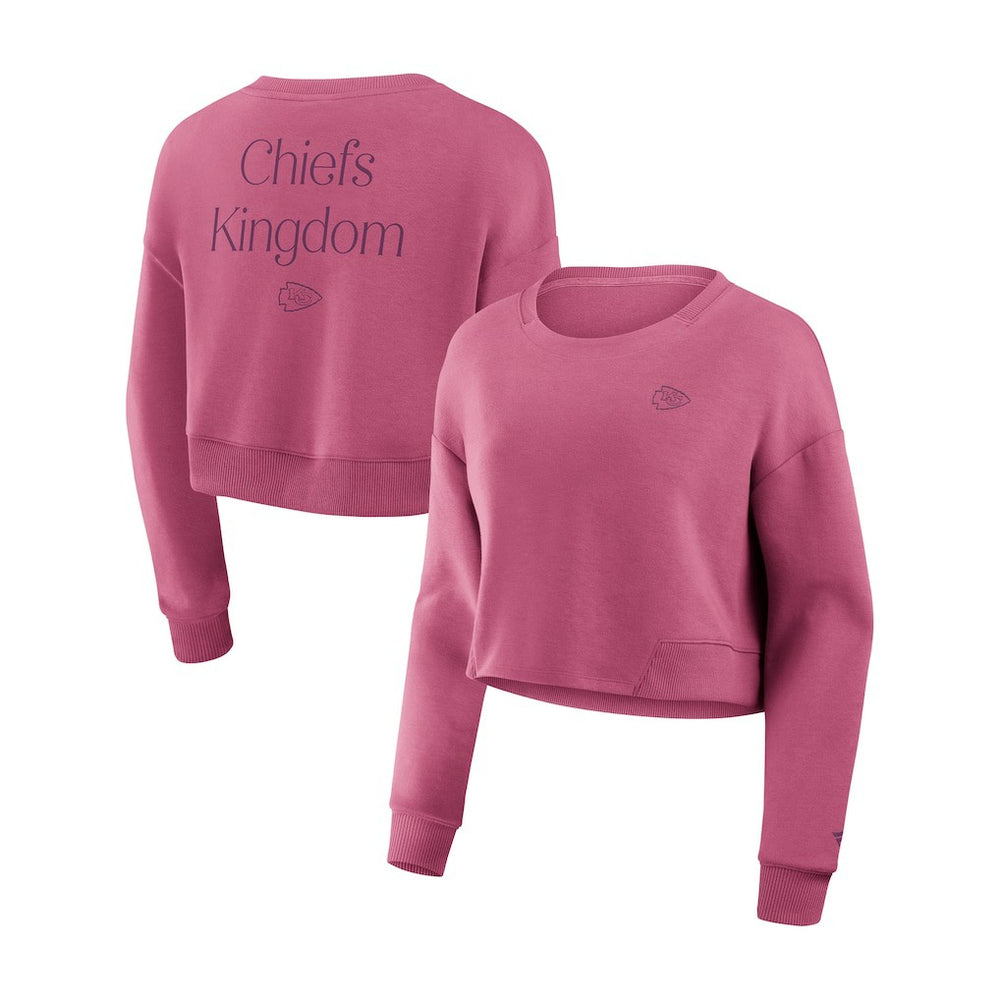 Kansas City Chiefs Women's Studio Tri-Blend Cropped Pullover Sweatshirt Pink - Fanatics