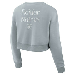 Las Vegas Raiders Women's Studio Tri-Blend Cropped Pullover Sweatshirt Gray - Fanatics