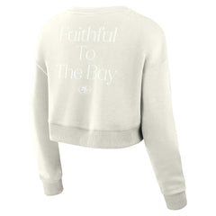 San Francisco 49ers Women's Studio Tri-Blend Cropped Pullover Sweatshirt Cream - Fanatics