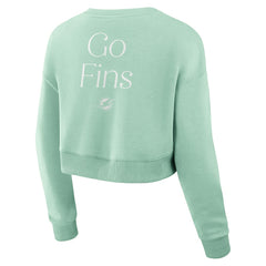 Miami Dolphins Women's Studio Tri-Blend Cropped Pullover Sweatshirt Mint - Fanatics