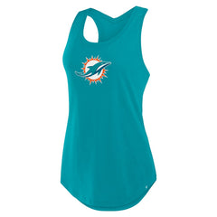 Miami Dolphins Women's Iron Fan Tank Top Aqua - Fanatics